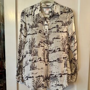 Joe Fresh Safari Print Blouse in Black and White